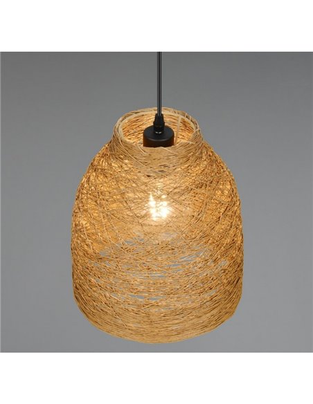 Lámpara colgante JOELINE de hilo de papel natural, altura ajustable bombilla excl. 1x E27 max. 10W IP20