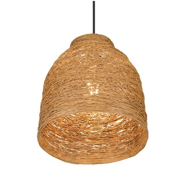Lampe suspension JOELINE en fil de papier naturel, hauteur réglable, ampoule excl. 1x E27 max. 10 W IP20