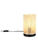 Lámpara de sobremesa pantalla de bambú JOELINE Ø14cm bombilla excl. 1x E27 max. 10W IP20