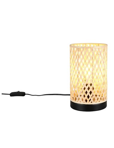 Lámpara de sobremesa pantalla de bambú JOELINE Ø14cm bombilla excl. 1x E27 max. 10W IP20