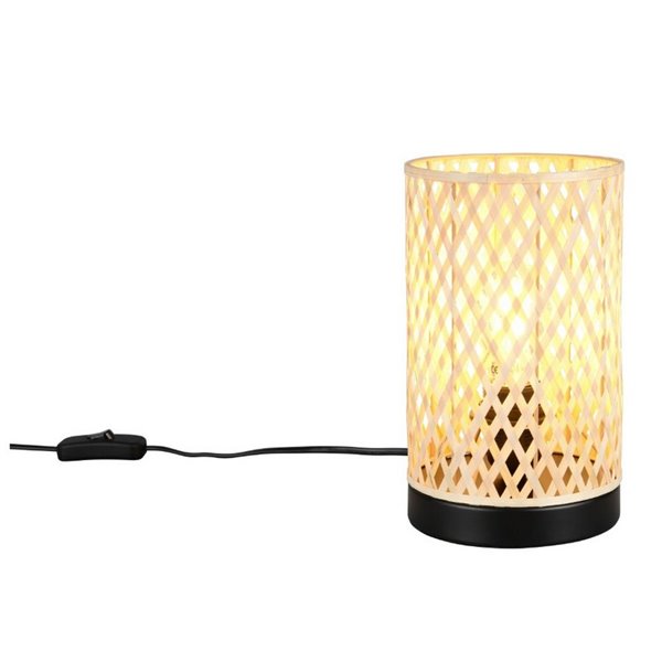 Lámpara de sobremesa pantalla de bambú JOELINE Ø14cm bombilla excl. 1x E27 max. 10W IP20