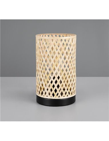 Lámpara de sobremesa pantalla de bambú JOELINE Ø14cm bombilla excl. 1x E27 max. 10W IP20