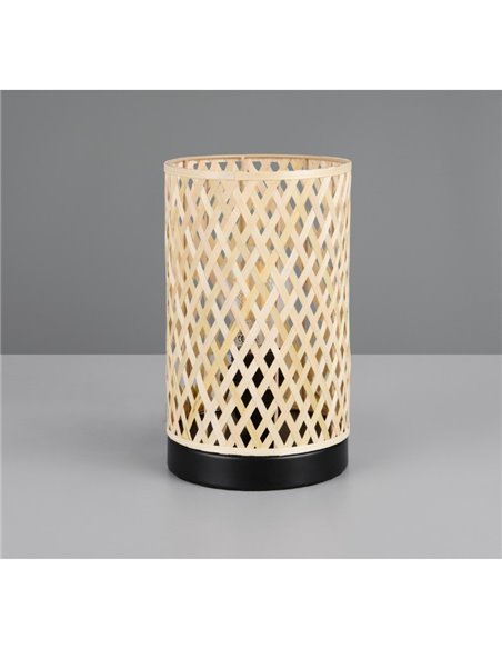 Lámpara de sobremesa pantalla de bambú JOELINE Ø14cm bombilla excl. 1x E27 max. 10W IP20