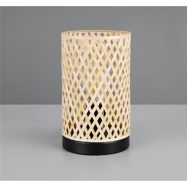 Lámpara de sobremesa pantalla de bambú JOELINE Ø14cm bombilla excl. 1x E27 max. 10W IP20