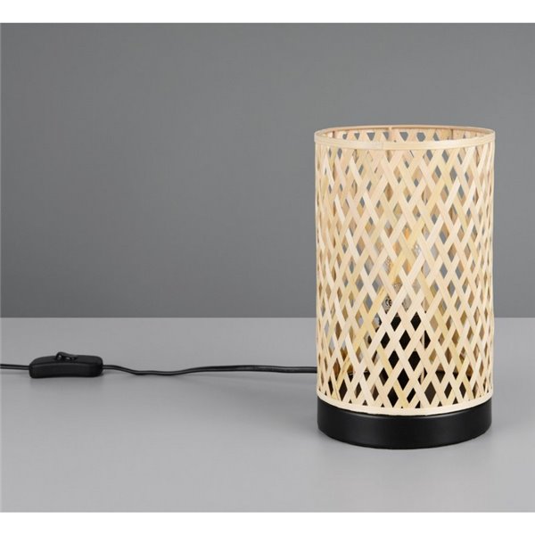 Lámpara de sobremesa pantalla de bambú JOELINE Ø14cm bombilla excl. 1x E27 max. 10W IP20