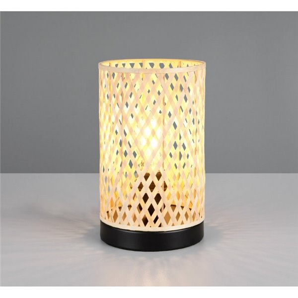 Lámpara de sobremesa pantalla de bambú JOELINE Ø14cm bombilla excl. 1x E27 max. 10W IP20