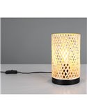 Lámpara de sobremesa pantalla de bambú JOELINE Ø14cm bombilla excl. 1x E27 max. 10W IP20
