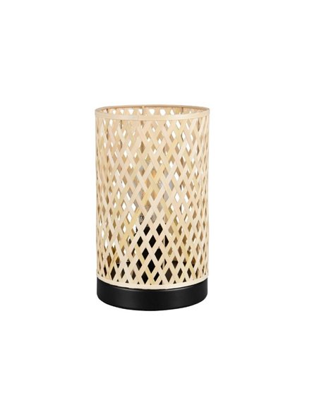Lámpara de sobremesa pantalla de bambú JOELINE Ø14cm bombilla excl. 1x E27 max. 10W IP20