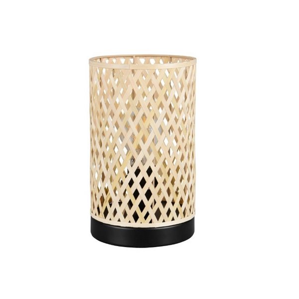 Lámpara de sobremesa pantalla de bambú JOELINE Ø14cm bombilla excl. 1x E27 max. 10W IP20