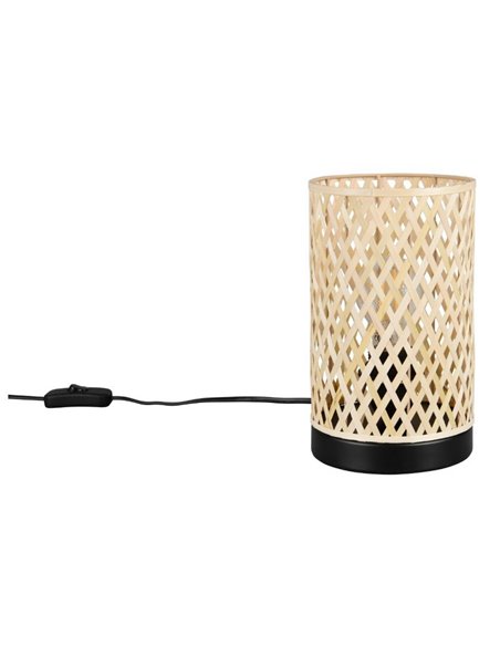 Lámpara de sobremesa pantalla de bambú JOELINE Ø14cm bombilla excl. 1x E27 max. 10W IP20