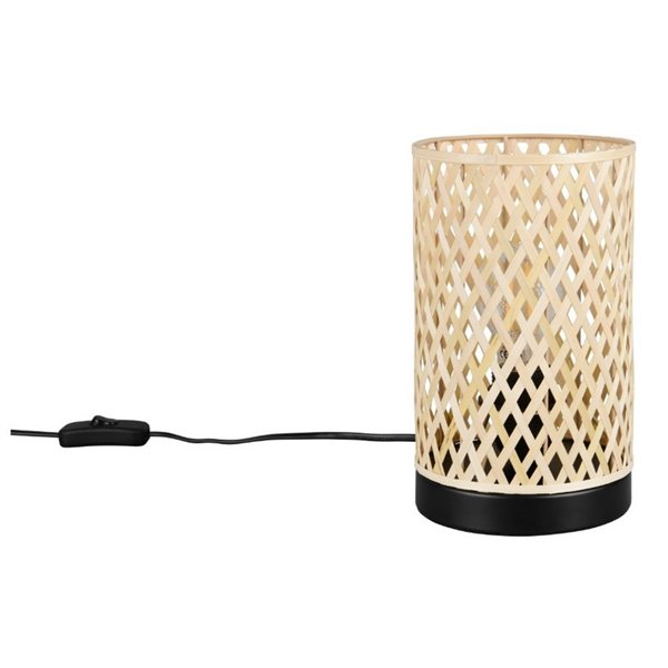 Lámpara de sobremesa pantalla de bambú JOELINE Ø14cm bombilla excl. 1x E27 max. 10W IP20