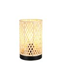 Lámpara de sobremesa pantalla de bambú JOELINE Ø14cm bombilla excl. 1x E27 max. 10W IP20