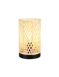 Lámpara de sobremesa pantalla de bambú JOELINE Ø14cm bombilla excl. 1x E27 max. 10W IP20