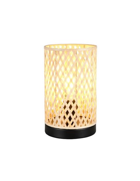 Lámpara de sobremesa pantalla de bambú JOELINE Ø14cm bombilla excl. 1x E27 max. 10W IP20