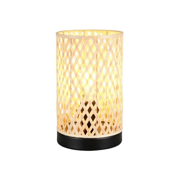 Lámpara de sobremesa pantalla de bambú JOELINE Ø14cm bombilla excl. 1x E27 max. 10W IP20