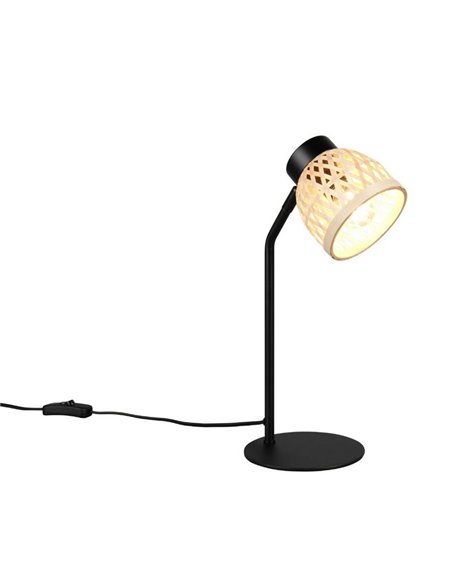 Lampe de table rustique flexo LAURENT en bambou naturel, ampoule excl. 1x E14 max. 10 W IP20