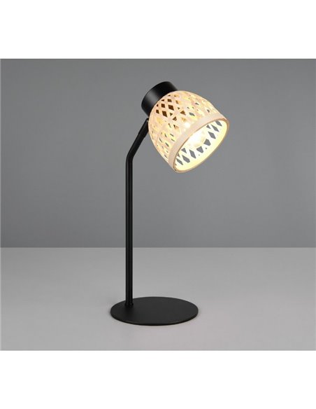 Lampe de table rustique flexo LAURENT en bambou naturel, ampoule excl. 1x E14 max. 10 W IP20