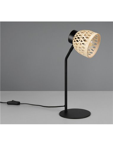 Lampe de table rustique flexo LAURENT en bambou naturel, ampoule excl. 1x E14 max. 10 W IP20