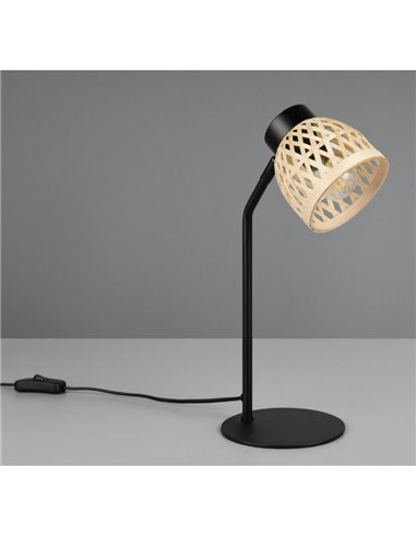 Luminária de mesa flexográfica rústica LAURENT feita de bambu natural, lâmpada excl. 1x E14 máx. 10 W IP20