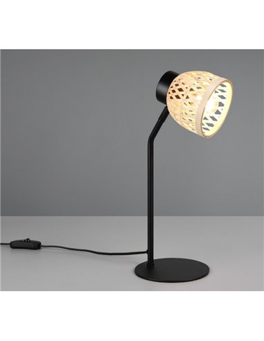 Lampe de table rustique flexo LAURENT en bambou naturel, ampoule excl. 1x E14 max. 10 W IP20