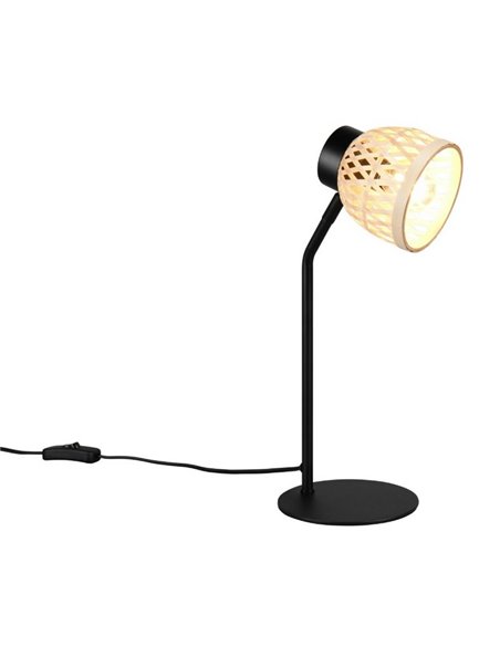 Lampe de table rustique flexo LAURENT en bambou naturel, ampoule excl. 1x E14 max. 10 W IP20