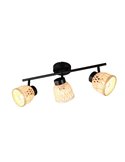 Regleta de 3 focos de techo LAURENT pantalla de bambú bombilla excl. 3x E14 max. 10W IP20