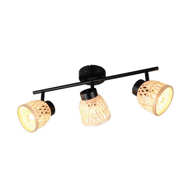 Regleta de 3 focos de techo LAURENT pantalla de bambú bombilla excl. 3x E14 max. 10W IP20