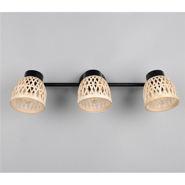 Regleta de 3 focos de techo LAURENT pantalla de bambú bombilla excl. 3x E14 max. 10W IP20