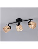Regleta de 3 focos de techo LAURENT pantalla de bambú bombilla excl. 3x E14 max. 10W IP20