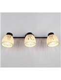 Regleta de 3 focos de techo LAURENT pantalla de bambú bombilla excl. 3x E14 max. 10W IP20
