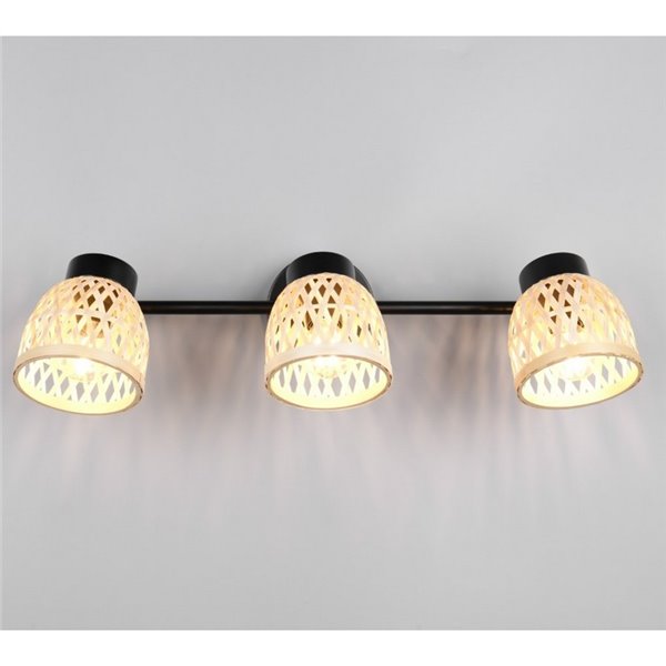 Regleta de 3 focos de techo LAURENT pantalla de bambú bombilla excl. 3x E14 max. 10W IP20