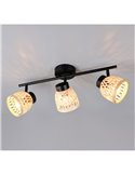 Regleta de 3 focos de techo LAURENT pantalla de bambú bombilla excl. 3x E14 max. 10W IP20