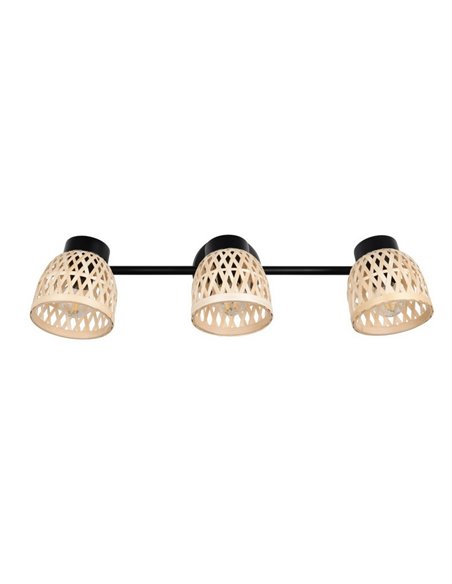 Regleta de 3 focos de techo LAURENT pantalla de bambú bombilla excl. 3x E14 max. 10W IP20