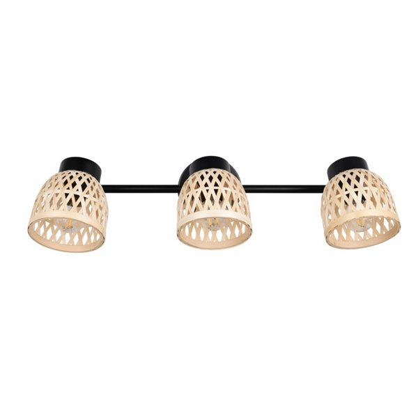 Regleta de 3 focos de techo LAURENT pantalla de bambú bombilla excl. 3x E14 max. 10W IP20