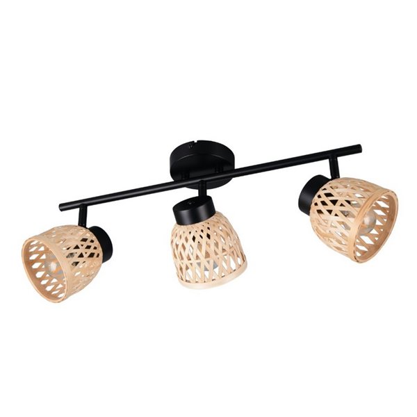 Regleta de 3 focos de techo LAURENT pantalla de bambú bombilla excl. 3x E14 max. 10W IP20