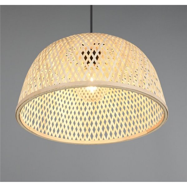 Plafonnier naturel LAURENT abat-jour bambou Ø40cm et hauteur réglable ampoule excl. 1x E27 max. 28 W IP20