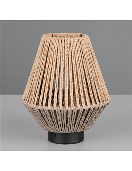 Luminária de mesa LIRA fibra natural bateria recarregável e função touch 4 níveis 1,5W 140lm 3000K IP20