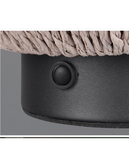 Luminária de mesa LIRA fibra natural bateria recarregável e função touch 4 níveis 1,5W 140lm 3000K IP20