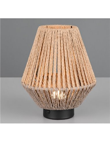 Lámpara de sobremesa fibra natural LIRA batería recargable y función táctil 4 niveles 1,5W 140lm 3000K IP20