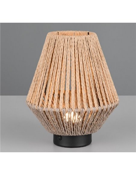 Lámpara de sobremesa fibra natural LIRA batería recargable y función táctil 4 niveles 1,5W 140lm 3000K IP20