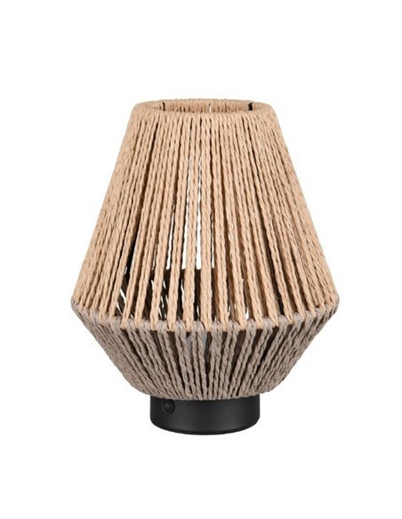 Luminária de mesa LIRA fibra natural bateria recarregável e função touch 4 níveis 1,5W 140lm 3000K IP20