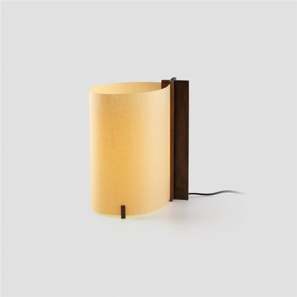 Candeeiro de mesa CATA, com abajur em madeira de nogueira e papiro, 2W 2200K (luz super quente)