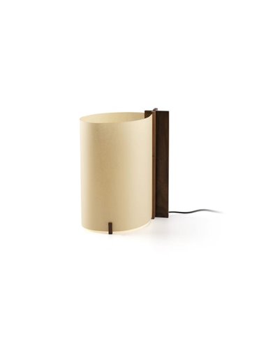 Candeeiro de mesa CATA, com abajur em madeira de nogueira e papiro, 2W 2200K (luz super quente)