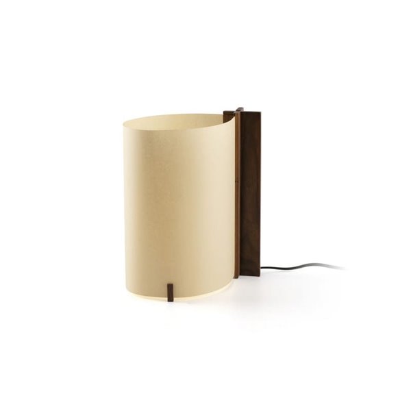 Lámpara de sobremesa CATA, con madera de nogal y pantalla papiro, 2W 2200K (luz super cálida)