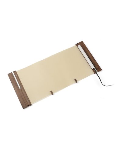 Lámpara de sobremesa CATA, con madera de nogal y pantalla papiro, 2W 2200K (luz super cálida)