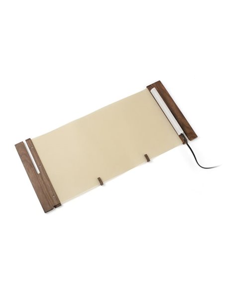 Lámpara de sobremesa CATA, con madera de nogal y pantalla papiro, 2W 2200K (luz super cálida)