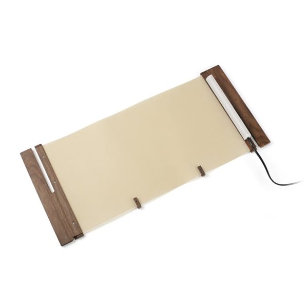 Lámpara de sobremesa CATA, con madera de nogal y pantalla papiro, 2W 2200K (luz super cálida)