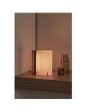 Lámpara de sobremesa CATA, con madera de nogal y pantalla papiro, 2W 2200K (luz super cálida)