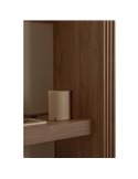 Lámpara de sobremesa CATA, con madera de nogal y pantalla papiro, 2W 2200K (luz super cálida)