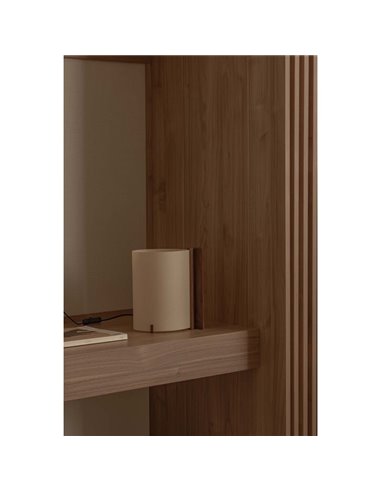 Lámpara de sobremesa CATA, con madera de nogal y pantalla papiro, 2W 2200K (luz super cálida)